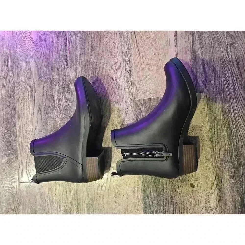 Lucky Brand Boot Sz 7 M Rain Boot Black Synthetic Women